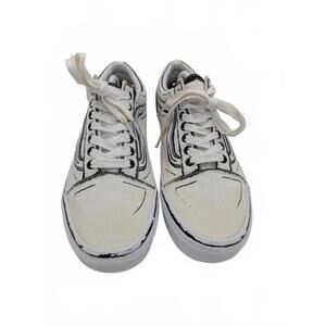 Vans Old Skool Sk8 Sketch Cartoon Black Trim Canvas Low Top Sneakers Mens Size 9